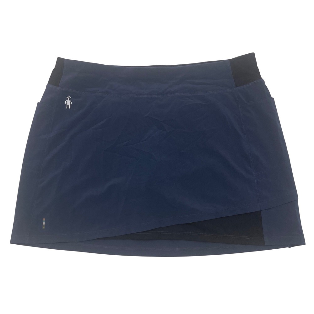 Smartwool Womens Merino Sport Skirt Navy Blue Black Skort Lined Size M Tennis